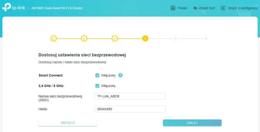 Okno konfiguracji sieci Wi-Fi w routerze TP-Link