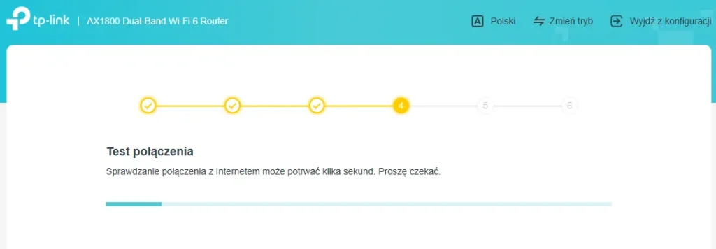 Okno testu połączenia w routerze TP-Link